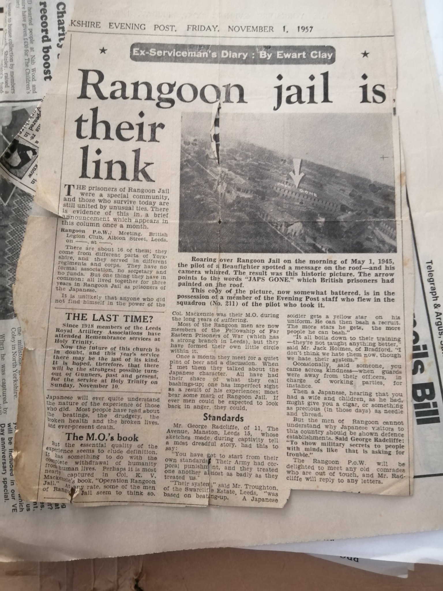 Yorkshire Evening Post page dated 1 November 1957 with the headline Rangoon jail is their link.